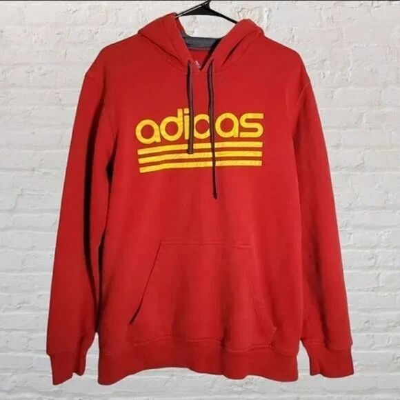 Adidas medium mens red and yellow sweatshirt hoodie - Picture 1 of 12